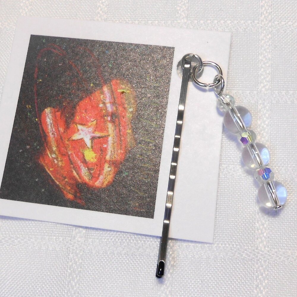 No 90. Beads on interchangeable rings for hairpins or elastic bands X3 -handmade